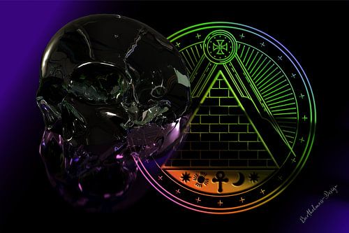 3D-illustratie. Gesmolten schedel drie.