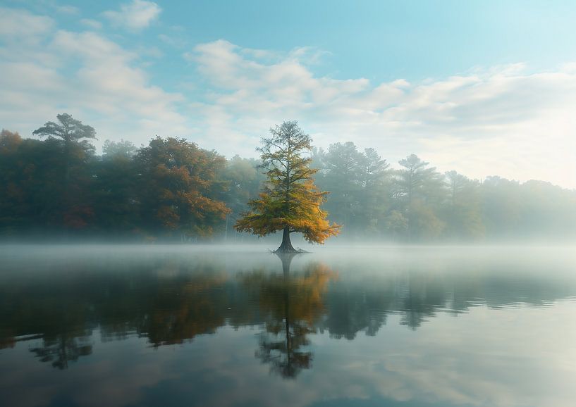Naturdoppel im Herbstgewässer von fernlichtsicht