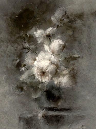 Romantic watercolour with roses in a vase by Affect Fotografie