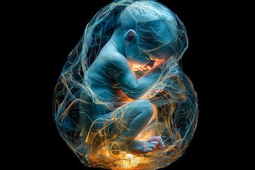 Baby in baarmoeder digitaal beeld van Egon Zitter