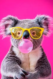 Koala with yellow glasses and chewing gum by Poster Art Shop