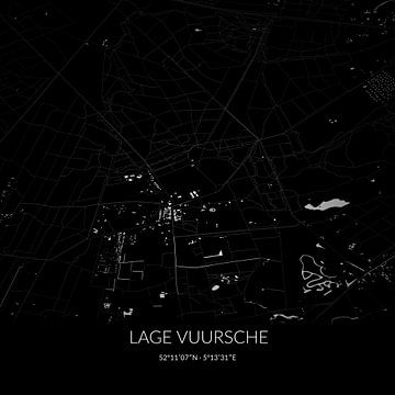Carte en noir et blanc de Lage Vuursche, Utrecht. sur Rezona