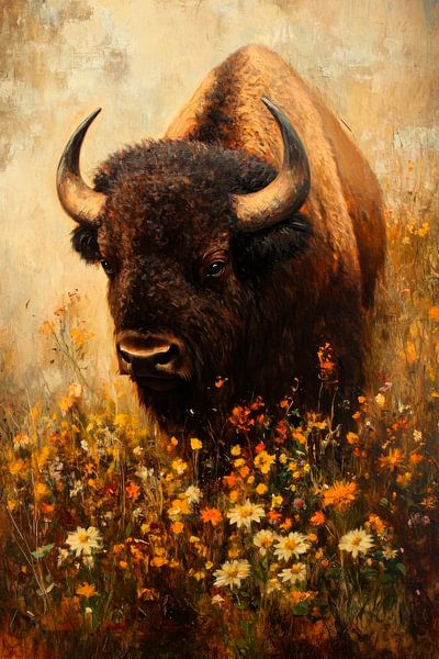 Bison in bloom by Poster Art Shop