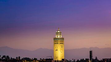 Minaret van de Koutoubia Moskee in Marrakech in Morocco