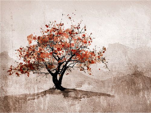 Japandi Kunst. Japans ZEN Landschap. Rustige kleuren