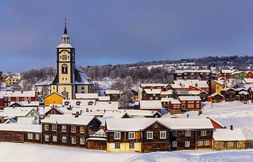 Winter in Røros, Noorwegen van Adelheid Smitt