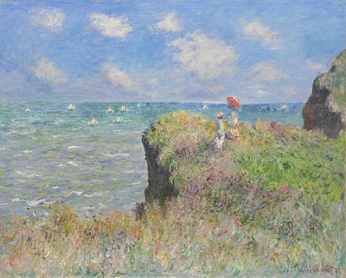 Wandeling op de klif in Pourville, Claude Monet