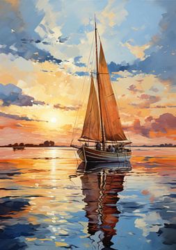 Segelboot Segelschiff Boot Maritim Meer Poster Kunstdruck von Niklas Maximilian