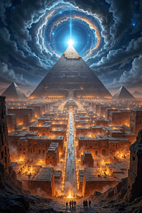Fantasy Pharao Art Wandbild: AEGORYTH - Eine ägyptische Stadt unter einer magischen Pyramide