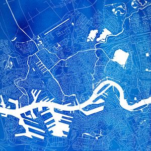 Plan de la ville de Rotterdam | Aquarelle bleue Carré sur WereldkaartenShop