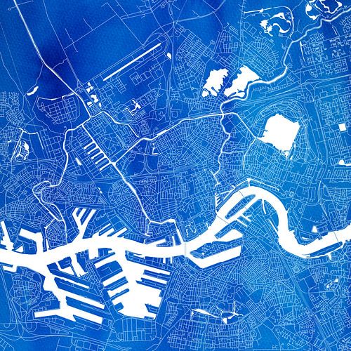 Rotterdam City map | Blue watercolor Square