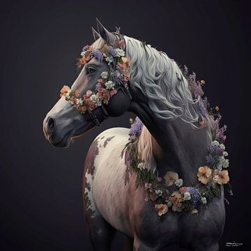 horse with flowers by Gelissen Artworks