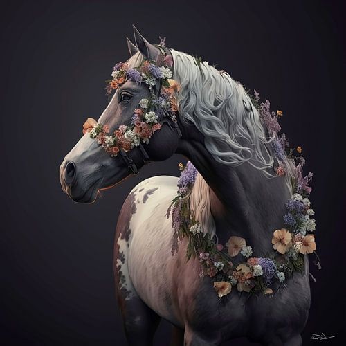 paard met bloemen