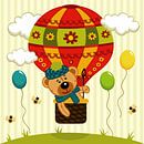 Teddybär im Heissluftballon mit Bienen von Atelier Liesjes Miniaturansicht