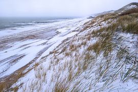 Schnee an der Küste von Zeeland von Sander Poppe