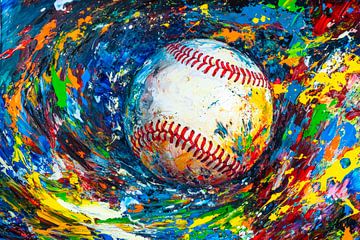 Baseball in a riot of colour - Dynamic by Poster Art Shop