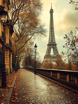 Herfstmorgen bij de Eiffeltoren van Vlindertuin Art