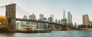 Die Brooklyn Bridge + Skyline (Tag)