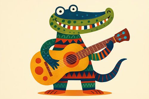 Verspieltes Krokodil spielt Gitarre von Imperial Art House