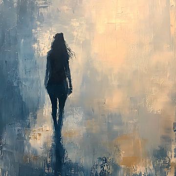 Silhouet van een vrouw in blauw van Lauri Creates