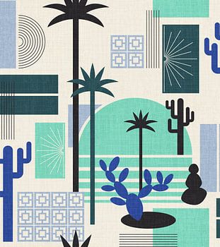 Palm Springs Geometric Escape Ocean Blue
