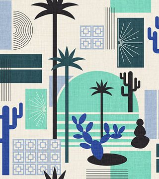 Palm Springs Geometric Escape Ocean Blue by Alexandra Weise