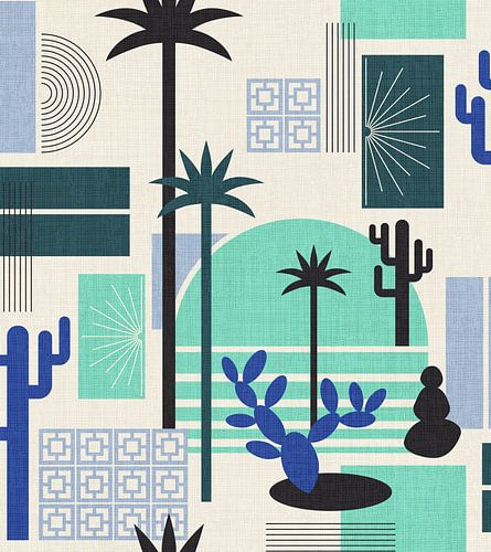 Palm Springs Geometric Escape Ocean Blue