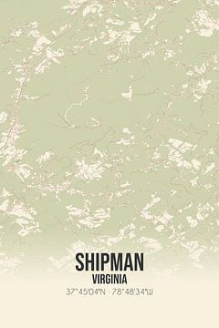 Vintage landkaart van Shipman (Virginia), USA. van Rezona