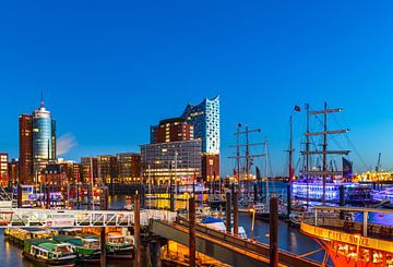 Blaue Stunde im Hamburger Hafen von Ursula Reins