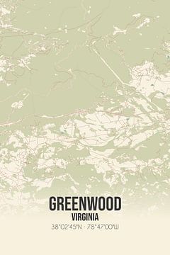 Carte ancienne de Greenwood (Virginie), USA. sur Rezona