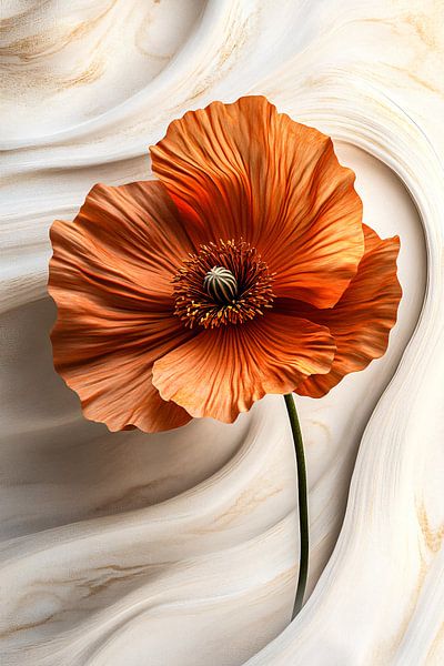 Detaillierte orangefarbene Mohnblume von Art & Soul Creations