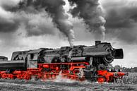 Dampflokomotive in schwarzweiß und rot von Sjoerd van der Wal Miniaturansicht