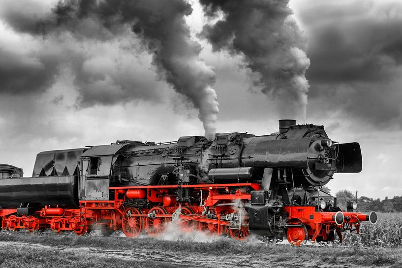 Dampflokomotive in schwarzweiß und rot von Sjoerd van der Wal
