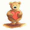 Teddybär der ein rotes Herz hält von Karen Kaspar