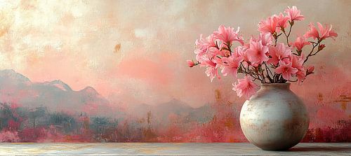 Nature morte florale moderne - Danse de la floraison tranquille de l'aube