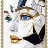 Portrait composé de fragments d'or et de marbre  C sur AidasignArt