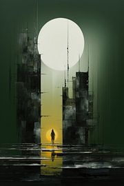 Sophisticated Modernity in Olive Green by Digitale Schilderijen