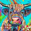 Vache avec des fleurs sur Happy Paintings / Renata Rolefes