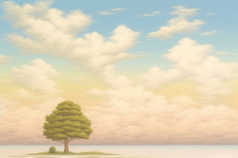 Beige Painting Calm Tranquility | Nature by Eye catching paintings