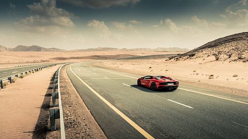 Lamborghini Aventador S Roadster vs. desert roads I van Dennis Wierenga