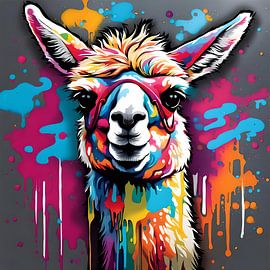 Llama with splatters by Laly Laura