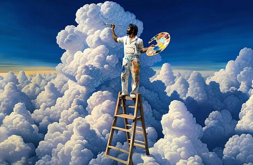 Painter painting the clouds