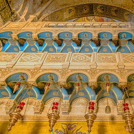 Vergoldete Dekoration und Mosaike in der Grabeskirche, Jerusalem, Israel von Mieneke Andeweg-van Rijn