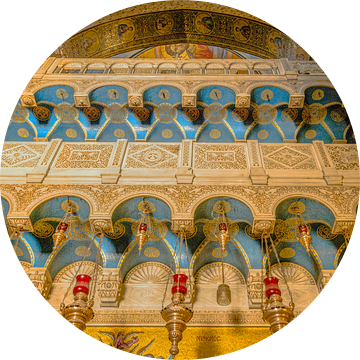 Verguld decor en mozaïken in Heilig Grafkerk, Jeruzalem, Israel van Mieneke Andeweg-van Rijn