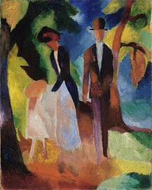 Menschen an einem blauen See, August Macke
