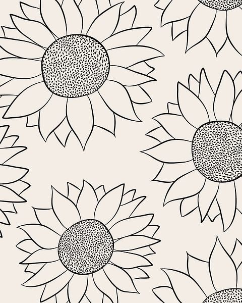 Sonnenblumen in Linien auf beigem Hintergrund von Studio Miloa