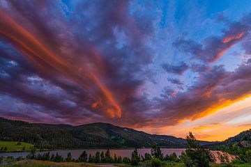 Coucher de soleil dans la forêt nationale de Bridger Teton sur Denis Feiner