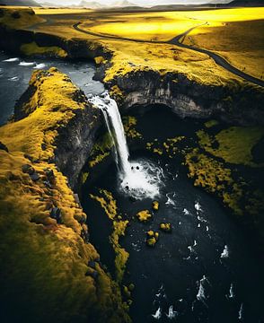 Waterval in IJsland van fernlichtsicht