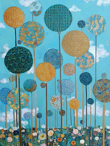 Round Trees | Whimsical Tree Circles in Blue
