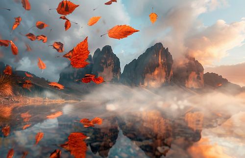 Enchanted mountain world in autumn